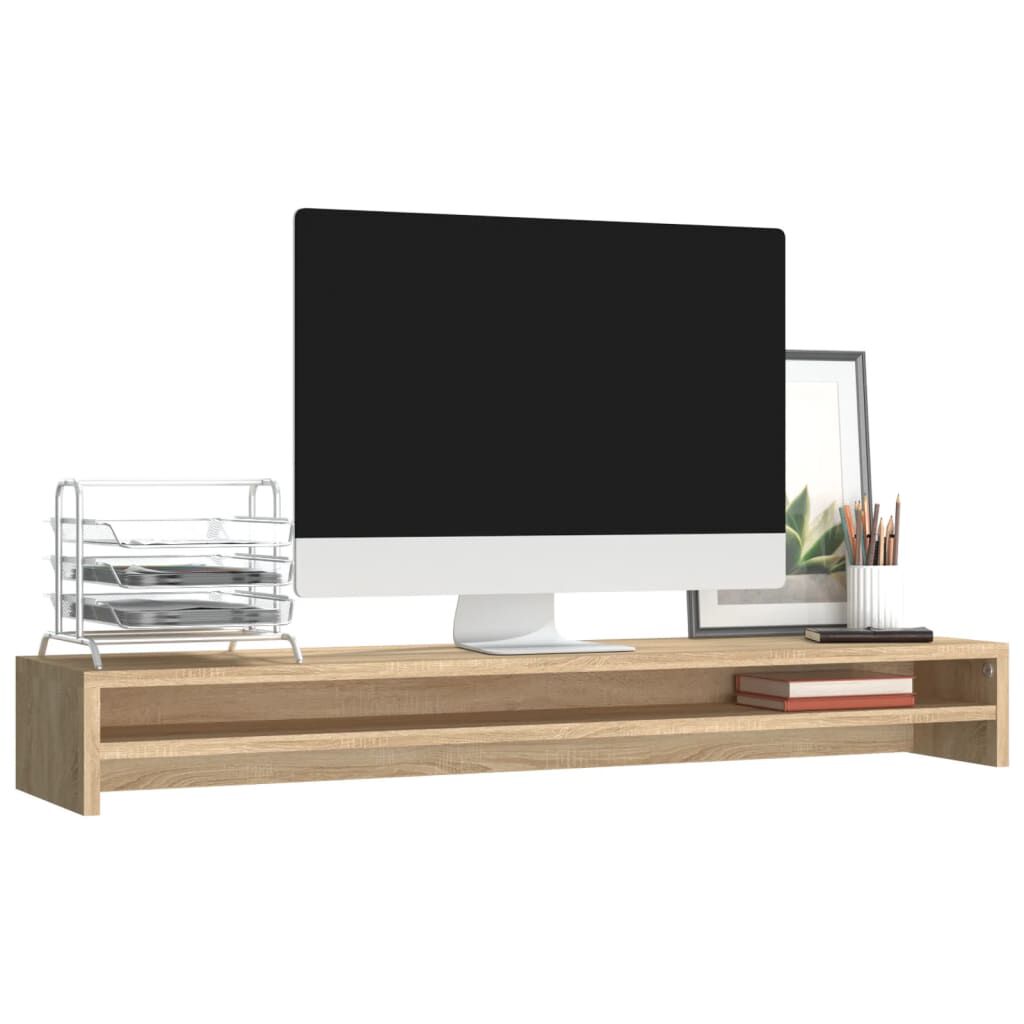 vidaXL Стойка за монитор, дъб сонома, 100x24x13 см, инженерно дърво