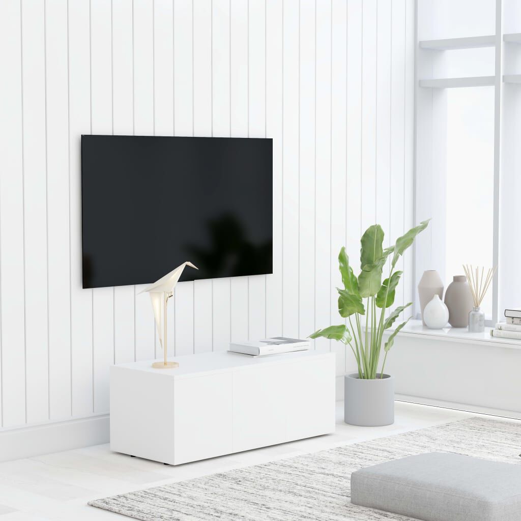 vidaXL ТВ шкаф, бял, 80x34x30 см, инженерно дърво