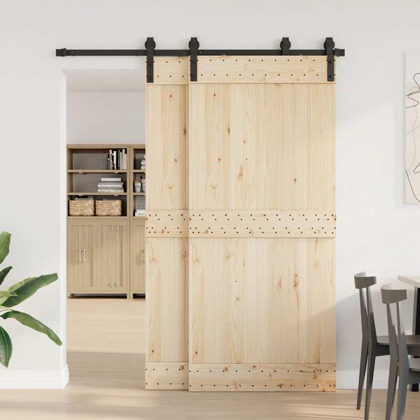 vidaXL Комплект механизъм за плъзгаща врата, 183 см, стомана, черен