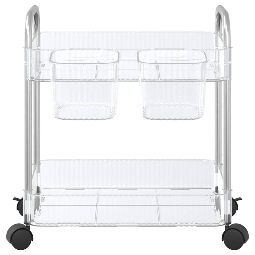 vidaXL Количка за съхранение на 2 нива Прозрачна 37x28x43,5 cm Акрил