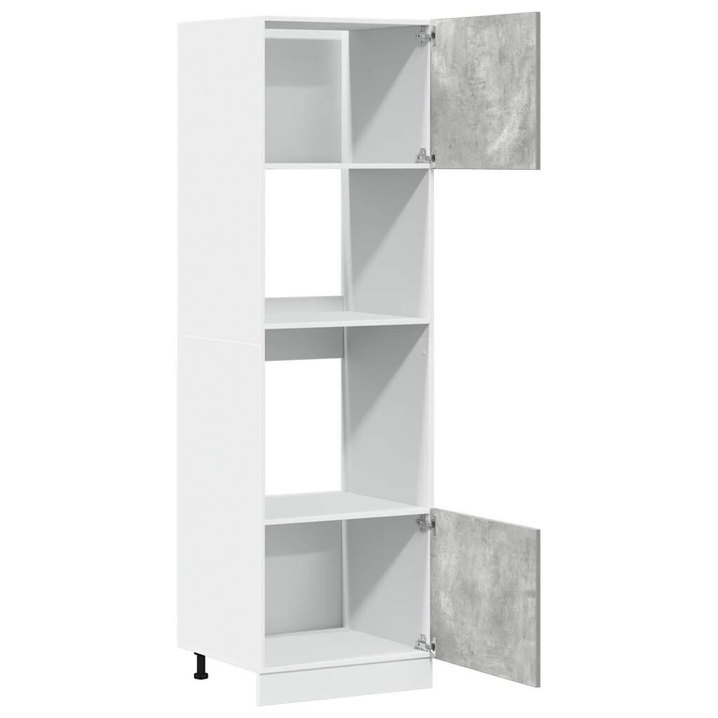 vidaXL Шкаф за микровълнова, бетонно сив, 60x57x207 см, ПДЧ