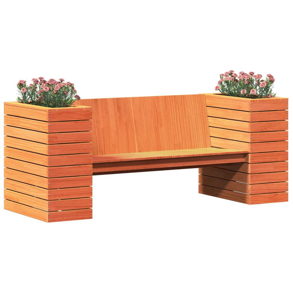 vidaXL Пейка със саксии, восъчнокафява, 167,5x60x65 см, бор масив