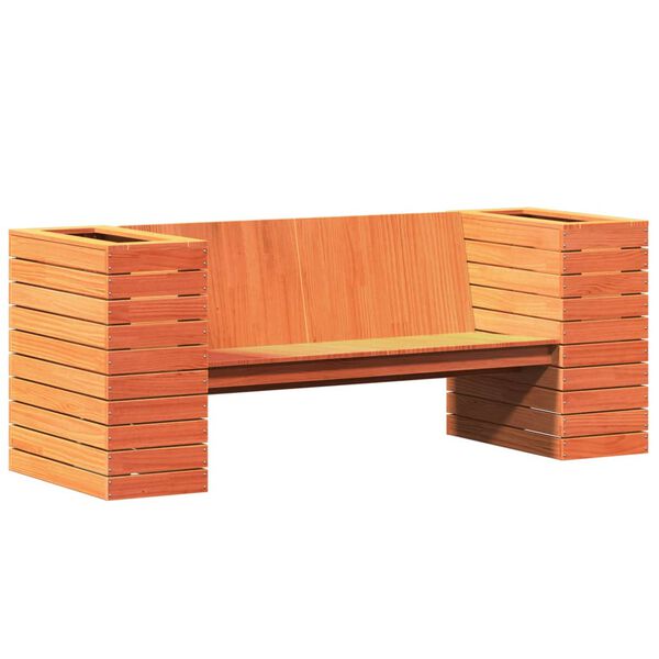vidaXL Пейка със саксии, восъчнокафява, 167,5x60x65 см, бор масив