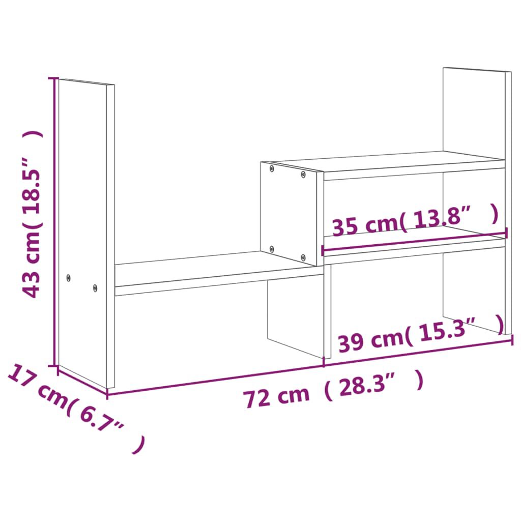 vidaXL Поставка за монитор, черна, (39-72)x17x43 см, бор масив