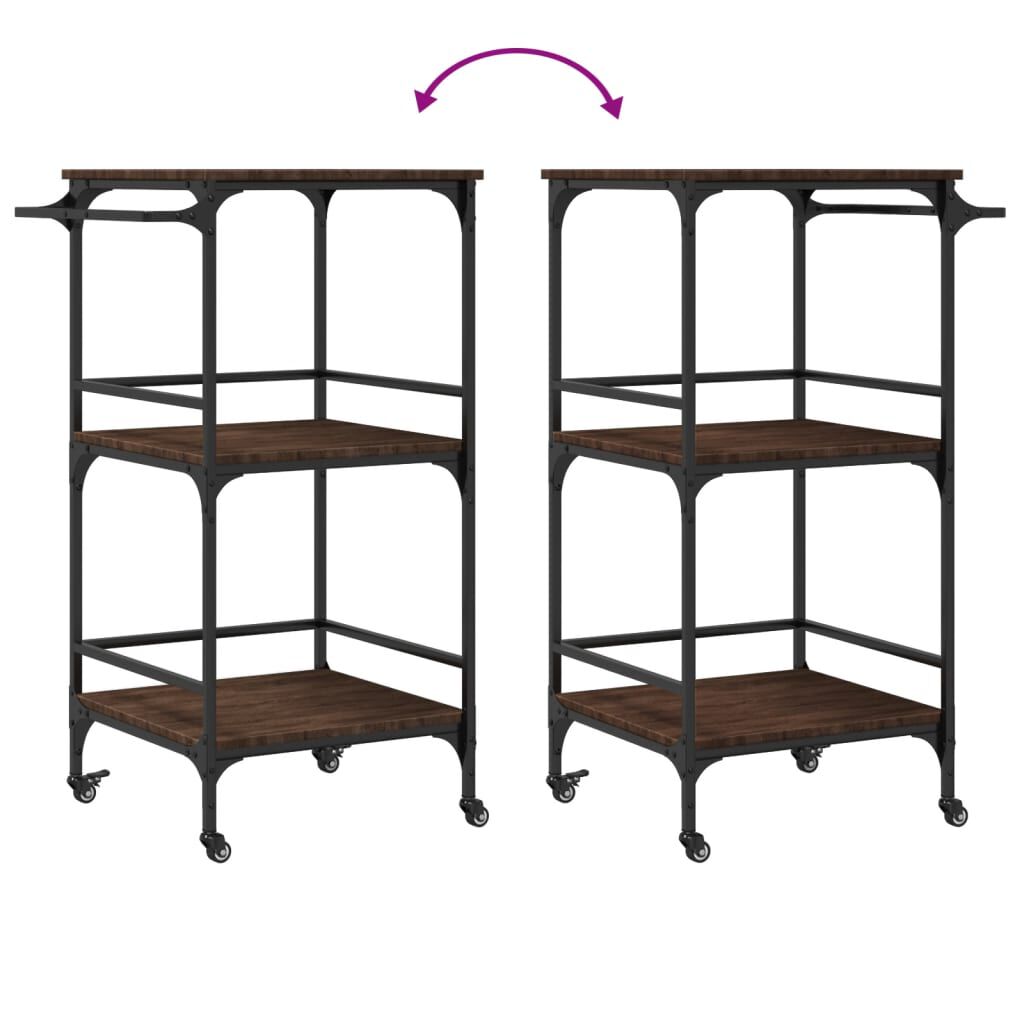vidaXL Кухненска количка, кафяв дъб, 60,5x50x105 см, инженерно дърво